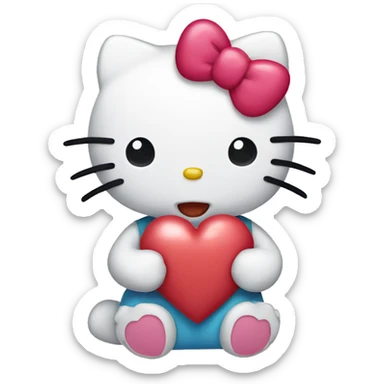 Hello kitty holding heart sticker