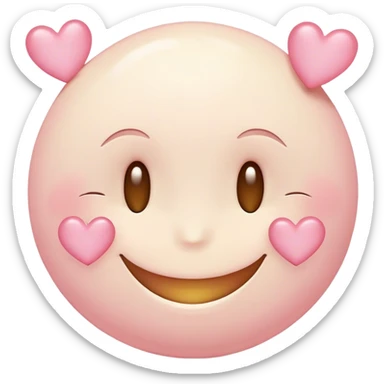 a smiley face with light pink hearts  sticker