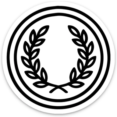 imperial coin icon, round with laurel wreath, classic and elegant sticker