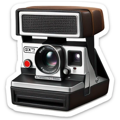Old school leather and silver Polaroid sx-70 camera sticker