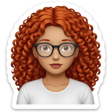 rizada peli roja , trigueña , con lentes y top blanco pelo largo  sticker