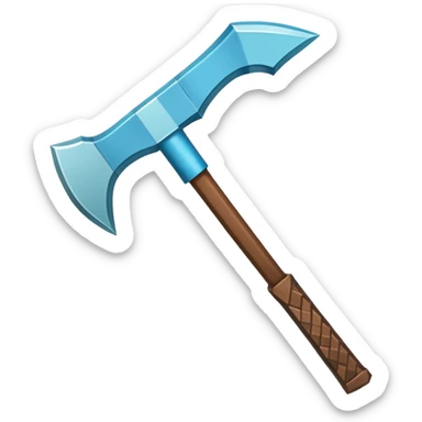 Minecraft diamond pickaxe with brown handle sticker