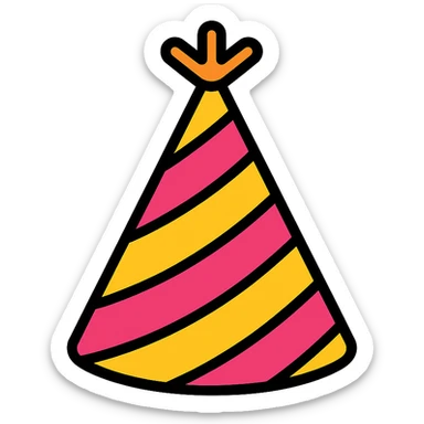 party hat color icon with striped pattern sticker