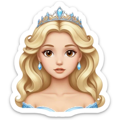 Luxury blonde model, brown eyes, soft sleek wavy hair, rococo princess sticker