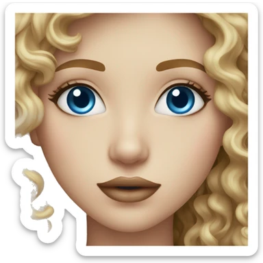 full lips long curly dark blonde hair blue small eyes sticker