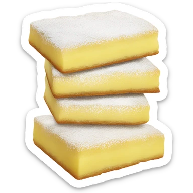 Lemon bar with powdered sugar sticker