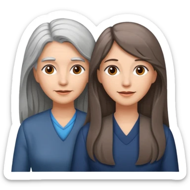 2 Frauen, die sich lieben davon 1 grauhaarig, 1 braunhaarig, lange Haare sticker