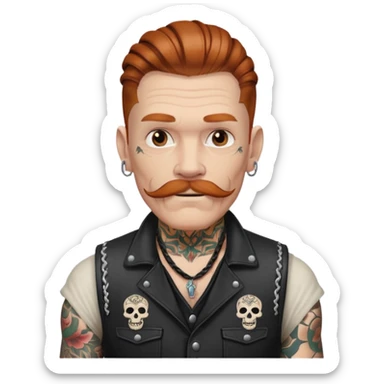 dark ginger braids man very white mustache old very tattoed with the whitest mustache ever sticker
