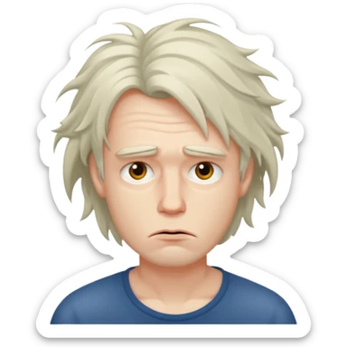 Weak man with disheveled hair sticker