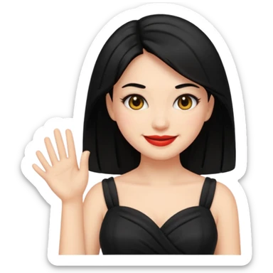 “Emoji girl, femme fatale, black hair. megan fox vibes black dress sticker