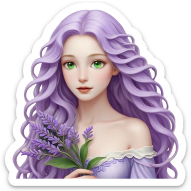 Cinematic Realistic Rapunzel Portrait, with porcelain-like skin featuring a subtle, natural glow, illuminated by soft lighting that brings out the gentle contours of her face. Her long, golden blonde hair cascades in detailed waves, each strand highlighted with a radiant shimmer as it catches the light. She playfully holds a flower in one hand, her other hand resting casually in her lap, with a warm and spirited expression. Her bright, expressive green eyes exude curiosity and warmth, framed by delicate lashes and soft, arched brows. She is dressed in her classic lavender and pink gown, the fabric textured with delicate folds that flow naturally, catching the light with a soft, radiant glow. The portrait captures a luminous, enchanting aura, seamlessly blending realism with a whimsical, fairytale charm, evoking a timeless sense of beauty and magic. sticker