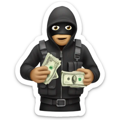 Robber with money bog sticker