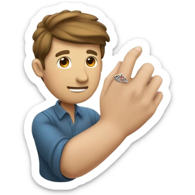 Un homme à genoux qui tient une bague dans la main en l’air  sticker