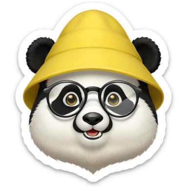 panda with yellow conical hat, glasses sticker