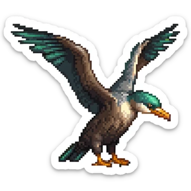 Liver bird, mythical bird symbol of Liverpool, cormorant-like bird with outstretched wings sticker