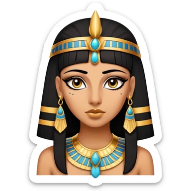 Cleopatra, Egyptian pharaoh with headdress and eyeliner sticker