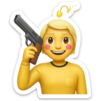 It should look like the standard smiling emoji which is ironically holding a gun pointed to his head/face sticker