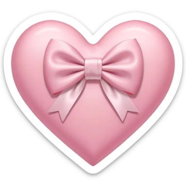 Pastel pink heart with white bow sticker