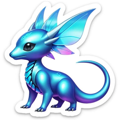  Epic legendary Shiny sparkly transparent bioluminescent luminescent vibrant bright pastel dark exotic iridescent colorful gradients futuristic modern metallic glossy glittery fantasy-cyber-Protogen-Fakémon-Pokémon-Vernid-creature sticker