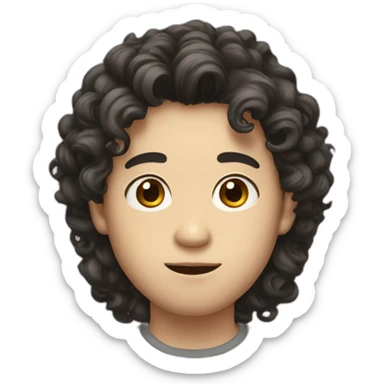 Big eyes, fair complexion, long hair, a little curly, Asian man sticker