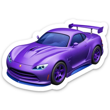 Purple car drifting with navy blue flames coming out of the rear tires. sticker