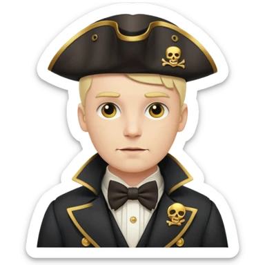 Pirate captain with bow tie under coat sticker