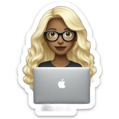 platinum-blonde-girl-in-trasparent-colour-glasses-using-macbook sticker