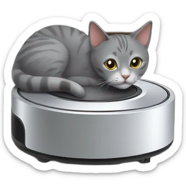 grey cat on roomba sticker
