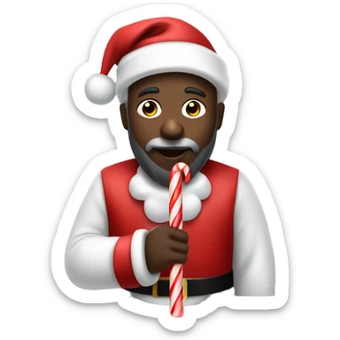 Black santa eating a candy cane sticker