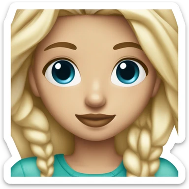 blonde girl blue eyes with Starbucks cup drink sticker