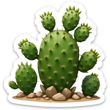 smiling prickly pear cactus with mountains in background sticker