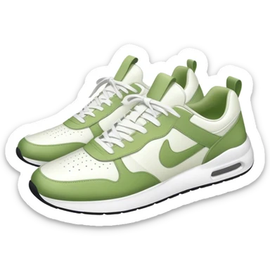 white and matcha colored sneakers sticker