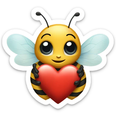Honeybee holding heart sticker
