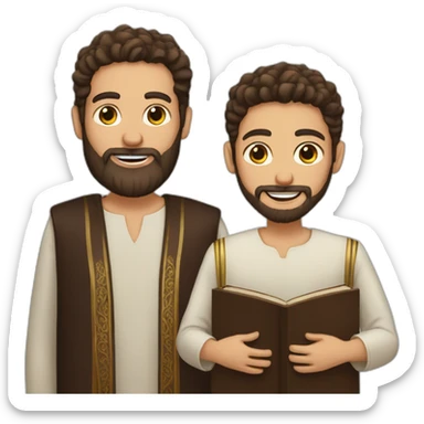 Jewish brown hair and brown beard man with torah sticker
