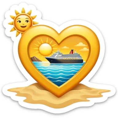 Sun Heart with cruise ship and beach sticker