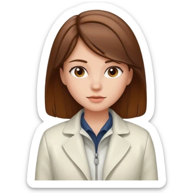 girl whit hair brown and whit jacket f1 sticker