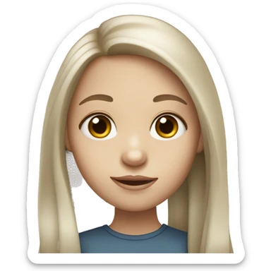 Girl with white skin tone, big eyes, small lips, big nose, long hair
 sticker