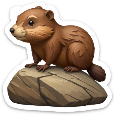 beaver on rock sticker