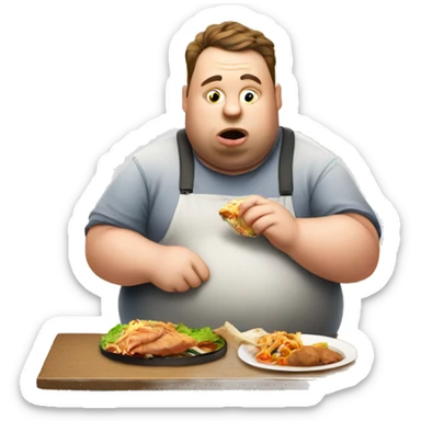 Fat man eating non veg  sticker