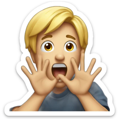 I'm shocked, scream with hands near the vous sticker