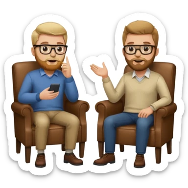 Tow guys in a chair asking sticker