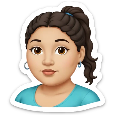  plus size light skin latino women with wavy dark hair in pony tail flat wide nose  sticker