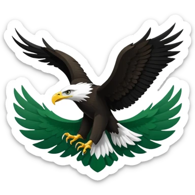 A flag I. This design 🇧🇫 is half green and half white from the bottom and an eagle with its sign spread in the middle and the eagle should be a full black silhouette. sticker