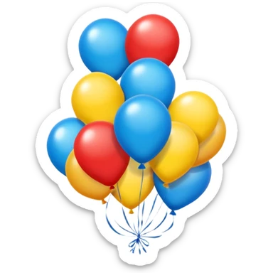 balloons in bright colors, floating and festive sticker