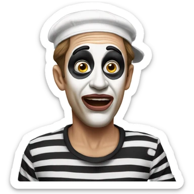 photorealistic The French Mime is in shocked sticker