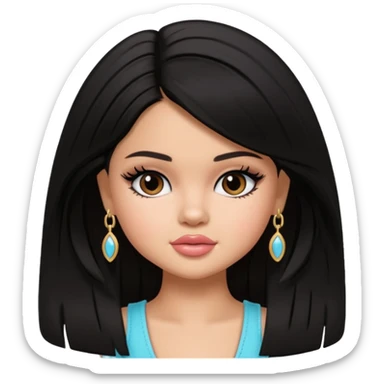 selena gomez as pretty bratz baddie, black hair sticker