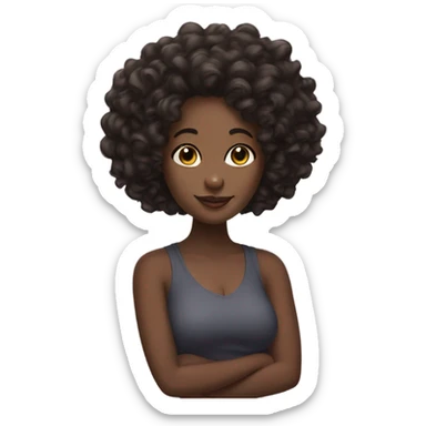black girl with long, tight curly hair, curvy figure sticker
