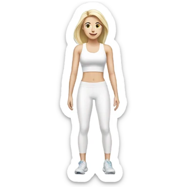 white girl  in light white clothes exercising sticker