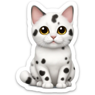 Munchkin cat white color with black spots as in the British breed sticker