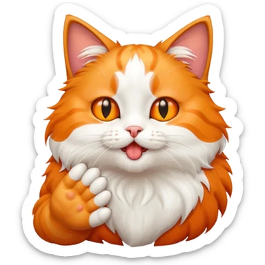 cat licking its paw sticker